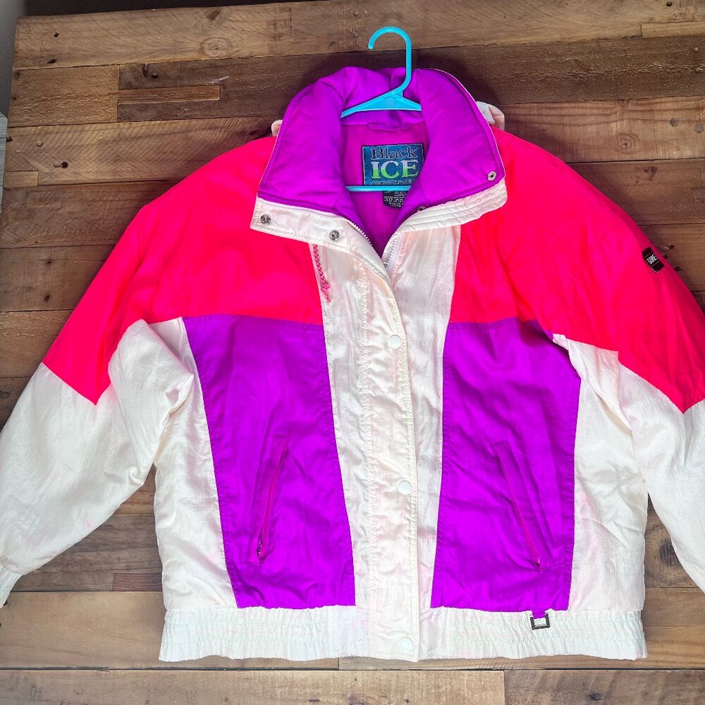 Black Ice Thermolite Colorful Women's Large CoreTex Jacket- White, Pink, Purple